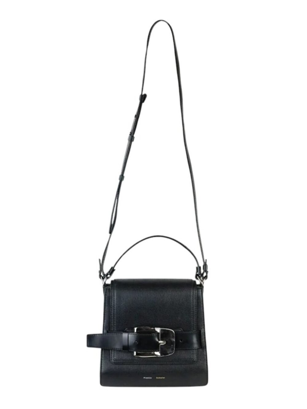 PROENZA SCHOULER Calfskin Buckle Trapeze Bag, Black, "Quiet Luxury" - Picture 5 of 7
